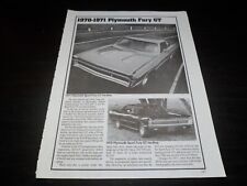 ORIGINAL 1970-191 Plymouth Fury GT & 1970-1972 Cuda 340 write-up picture