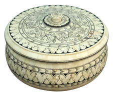 Wood Bone Inlay Round Hand Panted Decorative Gifts Box picture