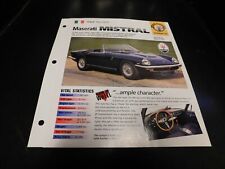 1963-1970 Maserati Mistral Spec Sheet Brochure Photo Poster 69 68 picture