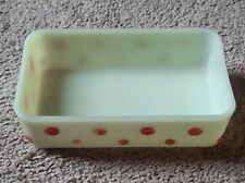 McKee Custard Uranium Glass 4x7 Red Polka Dot Refrigerator Dish (No Lid)  picture