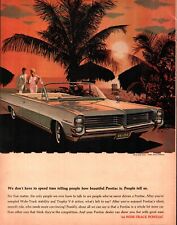 Print Ad 1963 Pontiac Bonneville Wide-Track Trophy V8 Couple Palm Trees Beach b1 picture