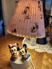 Vintage 1984 Walt Disney Baby Mickey Minnie Mouse Lamp & Shade w/Night Light picture