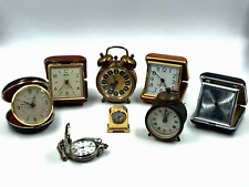 Lot of 8 Vintage Small Clocks Travel and Small Clocks Trenkle Linden & More picture