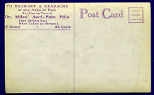 Advertising Postcard Dr Miles Anti-Pain Pills 25 Doses 25 Cents railroad tracks picture