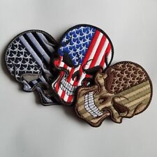 3PCS THE UNITED AMERICAN FLAG US USASKULL TACTICAL HOOK&LOOP PATCH BADGE FOREST picture