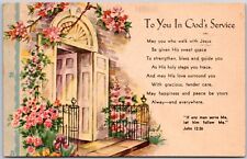 1949 To You In God's Service Greetings And Wishes Card Flowers Posted Postcard picture