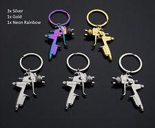 5 Pack - Spray Paint Gun Key Chain Pendant Keychain 3x Silver 1x Rainbow 1x Gold picture