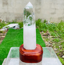 2.85lb Natural Clear Quartz Crystal Wand Point Obelisk Specimen Healing+Stand picture