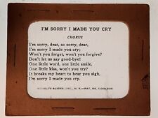 I'M SORRY I MADE YOU CRY, Chorus, Song Lyrics, c1920's Magic Lantern MICA Slide picture