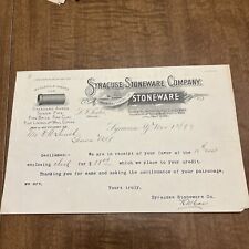 1899 letterhead Syracuse stoneware Co. Syracuse N.Y. Fdk5 picture