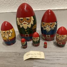 Vintage 7 Piece Set Russian Santa Christmas Nesting Dolls picture