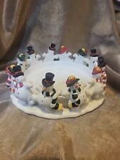 Vintage Partylite Frolicking Frosted 3 Wick Candle Holder P7436 Snowmen picture