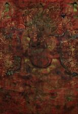 Rare Tibet 19/20th Century Old Buddhist Red Thangka Tangka Six-armed Mahakala picture