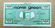 NOS 1965-1972 Mopar Green Prize Point Certificate Dealership Promotion 68 69 70  picture
