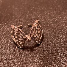 Vintage Retro Sterling Silver Butterfly Ring Size 7 Ajustable Cuff picture