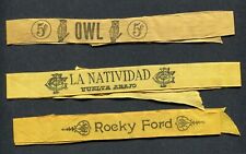 3 Cigar Box Cloth Ribbons - All Diff. Brands - OWL   ROCKY FORD   LA Natividad picture