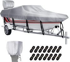 Boat Cover with Motor Cover, 12-14 Ft Heavy Duty 100% Waterproof Boat Covers Mar picture