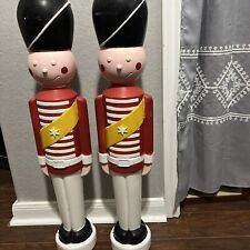 2 BLOW MOLD Toy Soldiers Lighted Christmas Outdoor Nutcracker Canada Vintage  picture