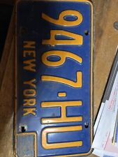 VINTAGE NY COLLECTIBLE LICENSE PLATE PAIR 1966-72 PASS ORANGE/ BLUE TAG #9467-HU picture