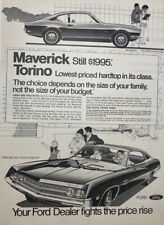 c1969 Ford Maverick Torino Fairlane Classic Hardtop VINTAGE Print Ad 9.5x13.5