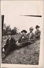 Vintage 1910s RPPC Real Photo Postcard Four Teenage Boys on Lake Shore / Unused picture