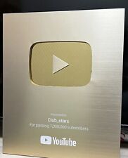 AUTHENTIC YOUTUBE GOLD PLAY BUTTON 1M AWARD, RARE, BRAND NEW picture