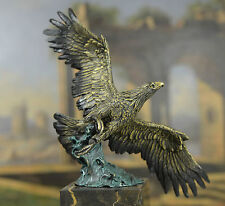 Signed: Milo. Flying Eagle Hawk Bird Eagle Spread wing Fighting Bronze Sculpture picture