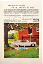 1960 Chevrolet Kingswood Station Wagon Vintage Print Ad Pretty Woman on Grass picture
