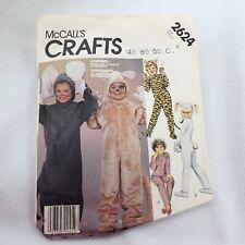 Vintage McCall's Crafts # 2624 SZ 2-10 Costumes Mouse Tiger Pajamas Bunny CUT picture