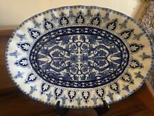 The Bombay Company Large Oval Blue and White Vintage Chinoiserie Platter picture