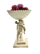 Antique Footed Fruit Bowl Cherub Design Marble Base Compote Centrepiece Decor picture