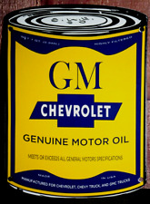 GM CHEVROLET GENUINE MOTOR OIL    PORCELAIN COLLECTIBLE, RUSTIC, ADVERTISING picture