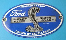 Vintage Ford Motors Shelby Sign - Super Snake Gas Pump Automotive Porcelain Sign picture