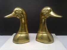 Vintage Pair of Brass Duck Goose Head Bookends picture