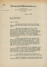 WILLIAM C. DURANT - TYPED LETTER SIGNED 05/11/1927 picture