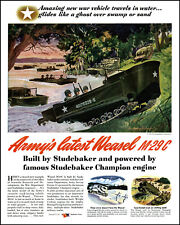 1944 WW2 Studebaker Weasel M29C amphibious vehicle vintage art print ad L34 picture