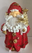Christmas Red & White Santa Claus Holding Tree & Bell Figure 12