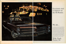 1965 '66 PONTIAC BONNEVILLE WideTrack Car 2 Page Vintage Print Ad Advertisement picture