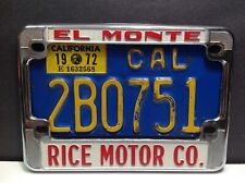 Vintage Motorcycle Plate and Rice Motors, El Monte Ca Frame picture