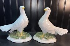 vtg PAIR 40-50’s Italy Pottery LOVE Birds Figurine Statue Spaghetti Grass BEAUTY picture