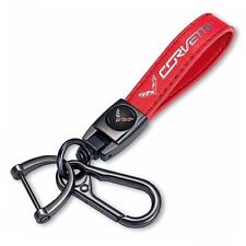 Genuine Leather Car Keychain Fit for Corvette C4 C6 C5 C7 C8 Z06 Key Cv-red picture
