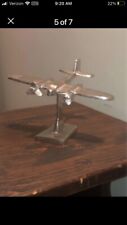 AIRPLANE Polished Aluminum - Desktop Model on stand - 2 Propellers Sculpture picture