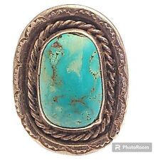 ESTATE HIGH GRADE ICONIC BLUE GEM TURQUOISE 60'S RING FITS SZ8 picture