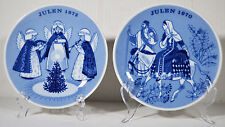 Set 2 Vintage Christmas Transferware Porcelain Julen Plates Norway 1970, 1972  picture