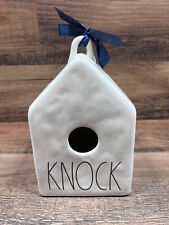Rae Dunn KNOCK Birdhouse Square Dimples White w/ Black Lettering LL picture