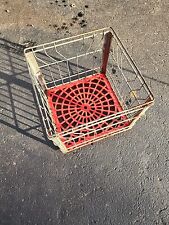 Vintage Upstate NY  Dairy Metal Wire Milk Crate Plastic Bottom 1975 picture