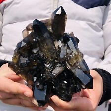 1222g Natural Smoked Black Quartz Crystal Cluster Mineral Specimen Healing picture