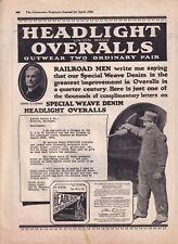 Headlight Overalls Larned Carter Co Detroit 1920 Railroad  8 1/2