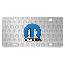 Mopar 3D Logo on Logo Pattern Brushed Aluminum License Plate picture