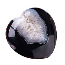 Black Agate Stone Heart-Shaped Natural Crystal Black Agate Stone Craft Ornament picture